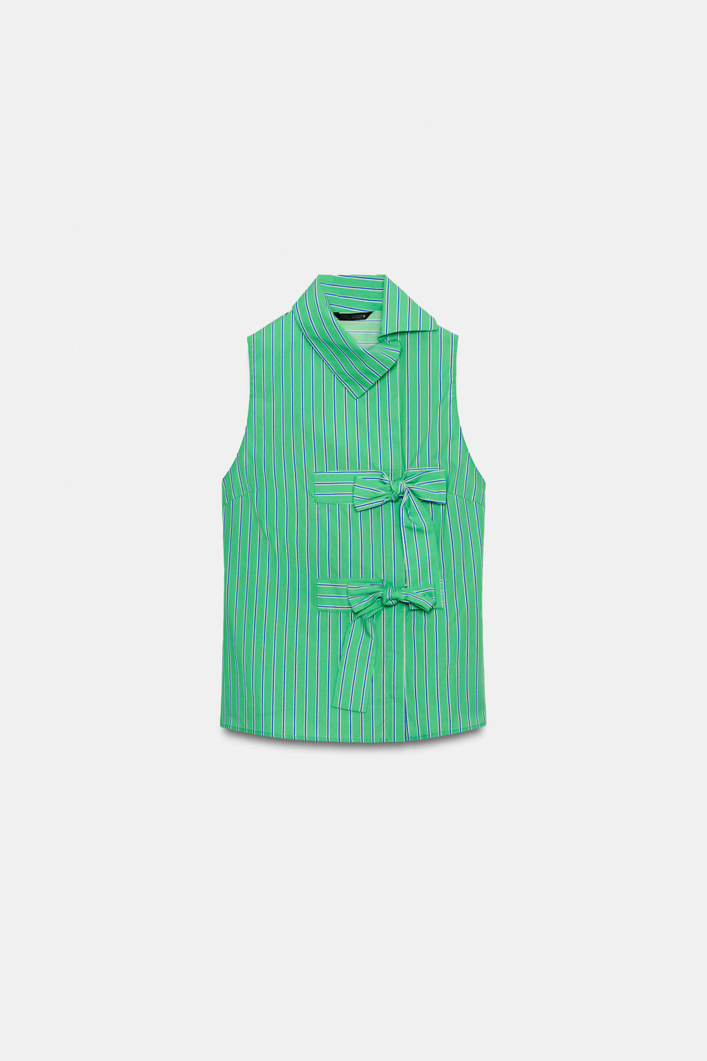 РУБАШКА В ПОЛОСКУ С ЗАВЯЗКАМИ И БЕЗ РУКАВОВ — ZARA