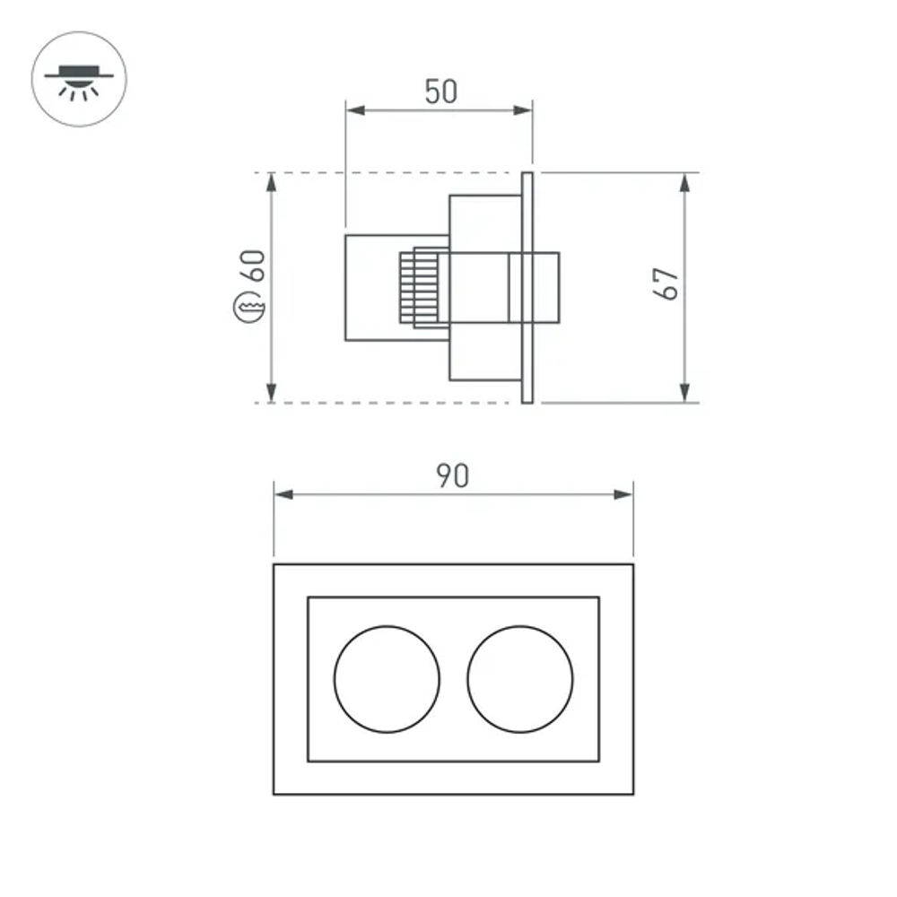 Светильник MS-ORIENT-BUILT-TURN-TC-S67x90-5W Warm3000 (BK-BK, 30 deg, 230V) (Arlight, IP20 Металл, 5 лет) 034876