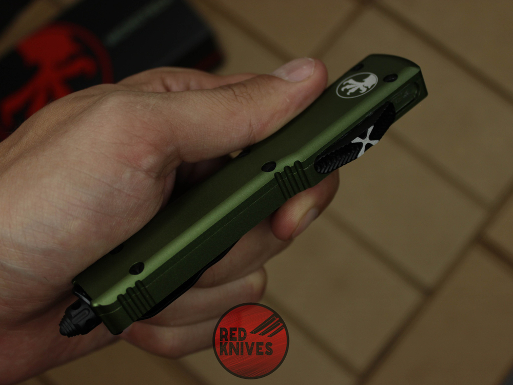 Нож Microtech Ultratech Helhound H/E - зеленая рукоять, сатин клинок + запчасти RK-360