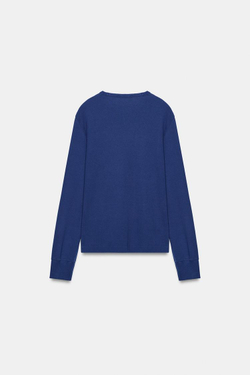 ZARA ФУТБОЛКА С ДЛИННЫМИ РУКАВАМИ, ИНДИГО