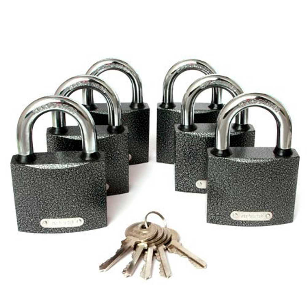 Замок навесной Apecs PD-01-63 (комплект 6 шт) (6Locks+5Keys)