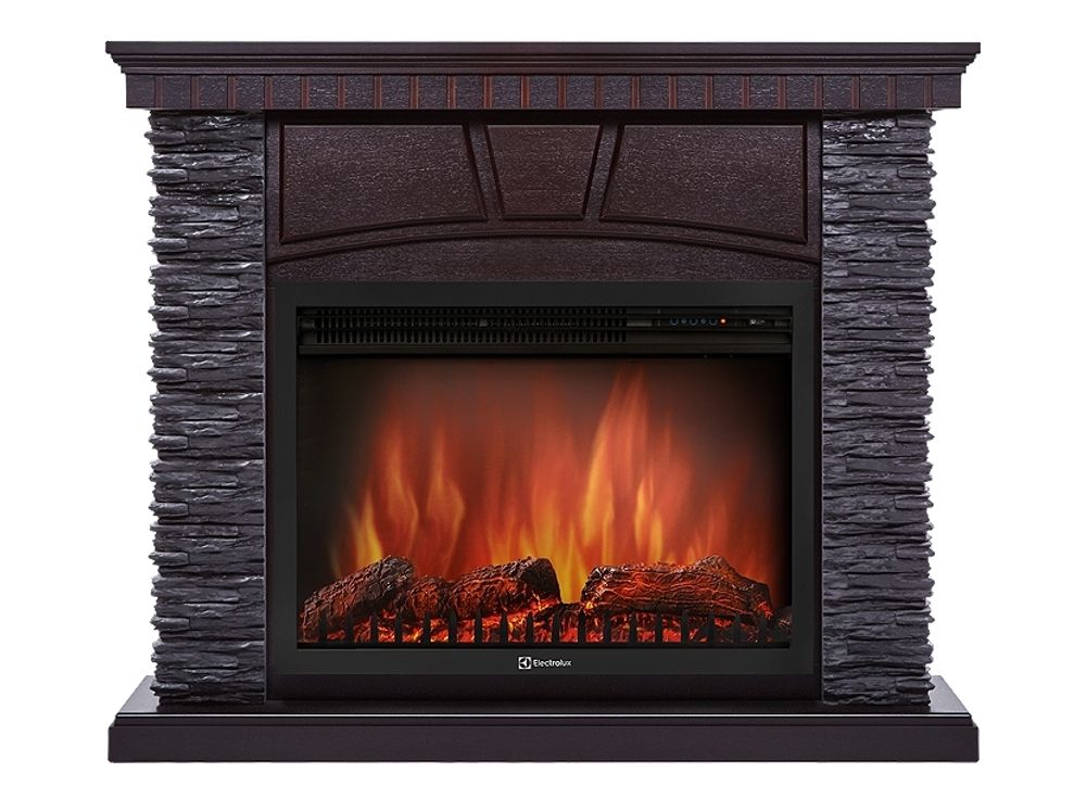 Портал Firelight Porto 30U (угловой) камень черный, шпон венге