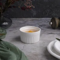 Соусник 75 мл d 6,7 см h4 см круглый Рамекин рельефный белый фарфор P.L. Proff Cuisine [6]