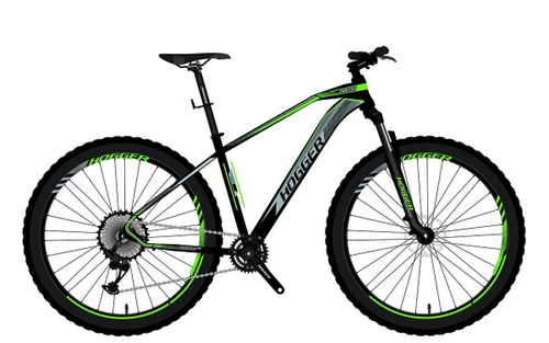 Велосипед 29" HOGGER POINTER MD, 17", сталь, 21 ск, MLO, черно-зеленый матовый, Shimano, 2025