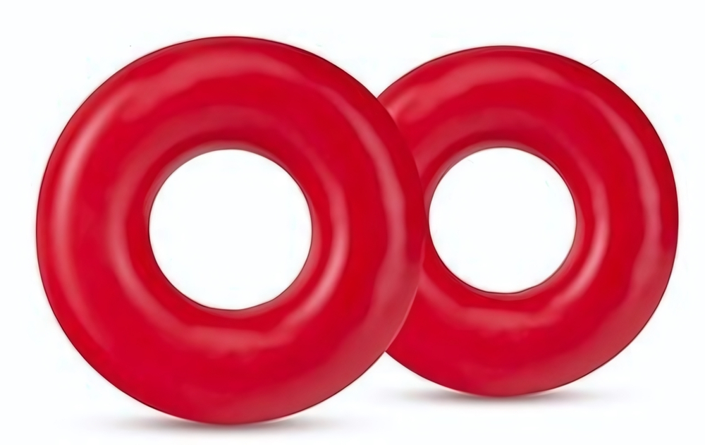 Набор из 2 красных эрекционных колец DONUT RINGS OVERSIZED (Цвет: красный)
