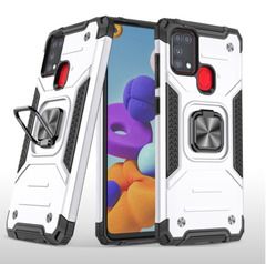 Противоударный чехол для Samsung Galaxy M31 M315 серебро с пластиной для магнитного автодержателя и кольцом подставкой / чехол накладка для телефона Самсунг Галакси М31 трансформируется в подставку / чехол с держателем на палец Противоударный чехол для Samsung Galaxy M31 M315 серебро с пластиной для магнитного автодержателя и кольцом подставкой / чехол накладка для телефона Самсунг Галакси М31 трансформируется в подставку / чехол с держателем на палец