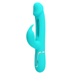 Бирюзовый вибратор-кролик 23,2см с фингерингом Pretty Love Twinkled Tenderness Kampas Flicking Vibrator Rabbit BW-500025-1