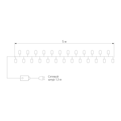 Новогодняя гирлянда нить мульти 5м IP20 400-001 мульти, LED