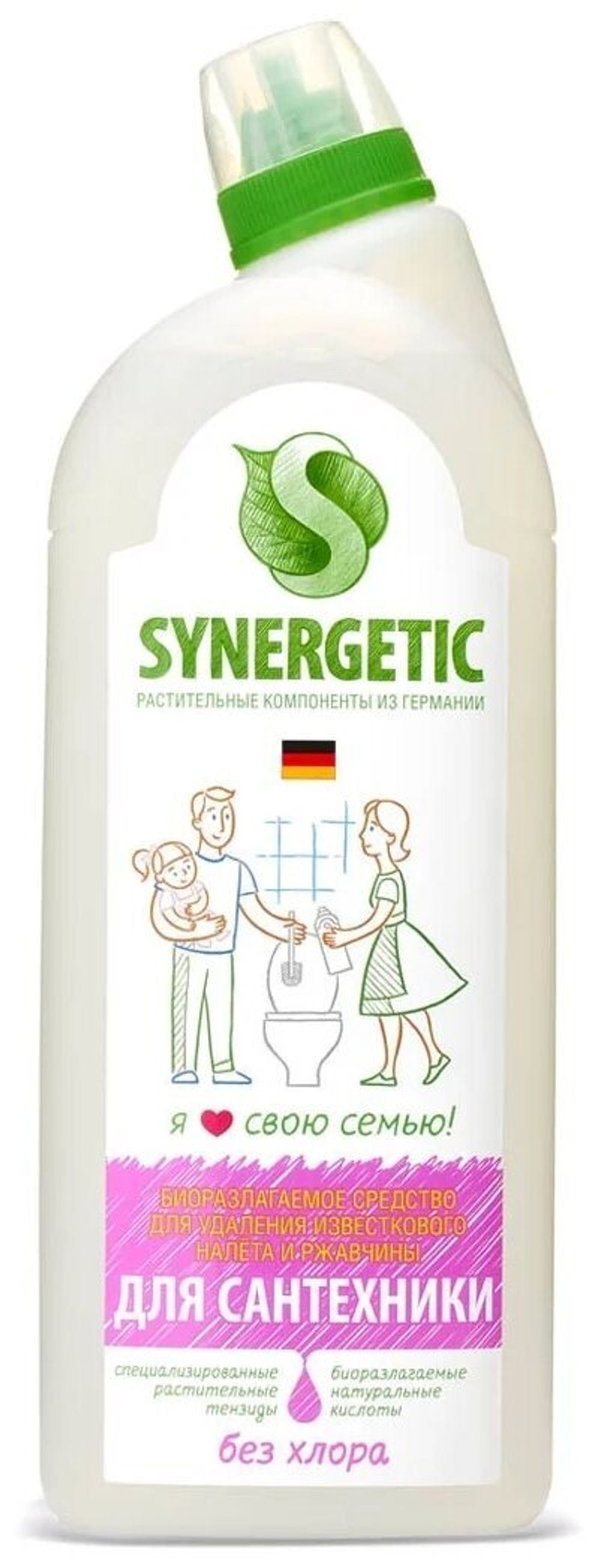Средство для удаления ржавчины и известкового налета 1 л SYNERGETIC, биоразлагаемое, гель, 104100