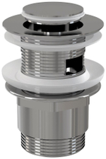 Донный клапан сифона для умывальника Alca Plast click/clack 5/4", цельнометалический, с переливом и малой заглушкой (A39)