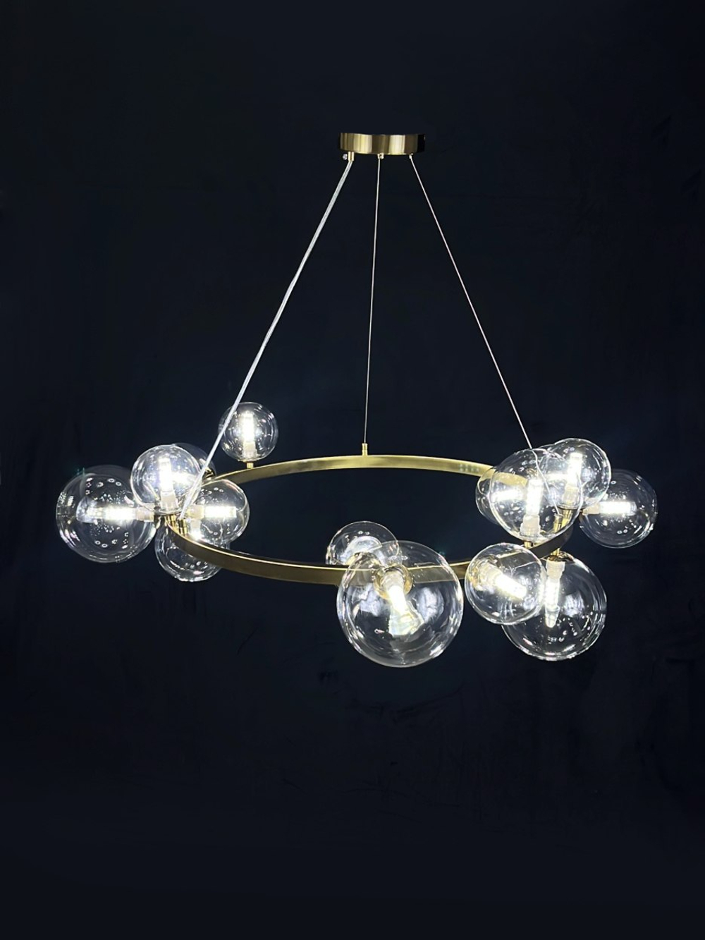 Люстра подвесная Lanbos Bubbles, 15 лампы G9, 180 Вт LED, до 30 кв м, латунь