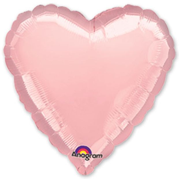AN Шар сердце 18"/46 см, Металлик Pink розовый (БГ-15)