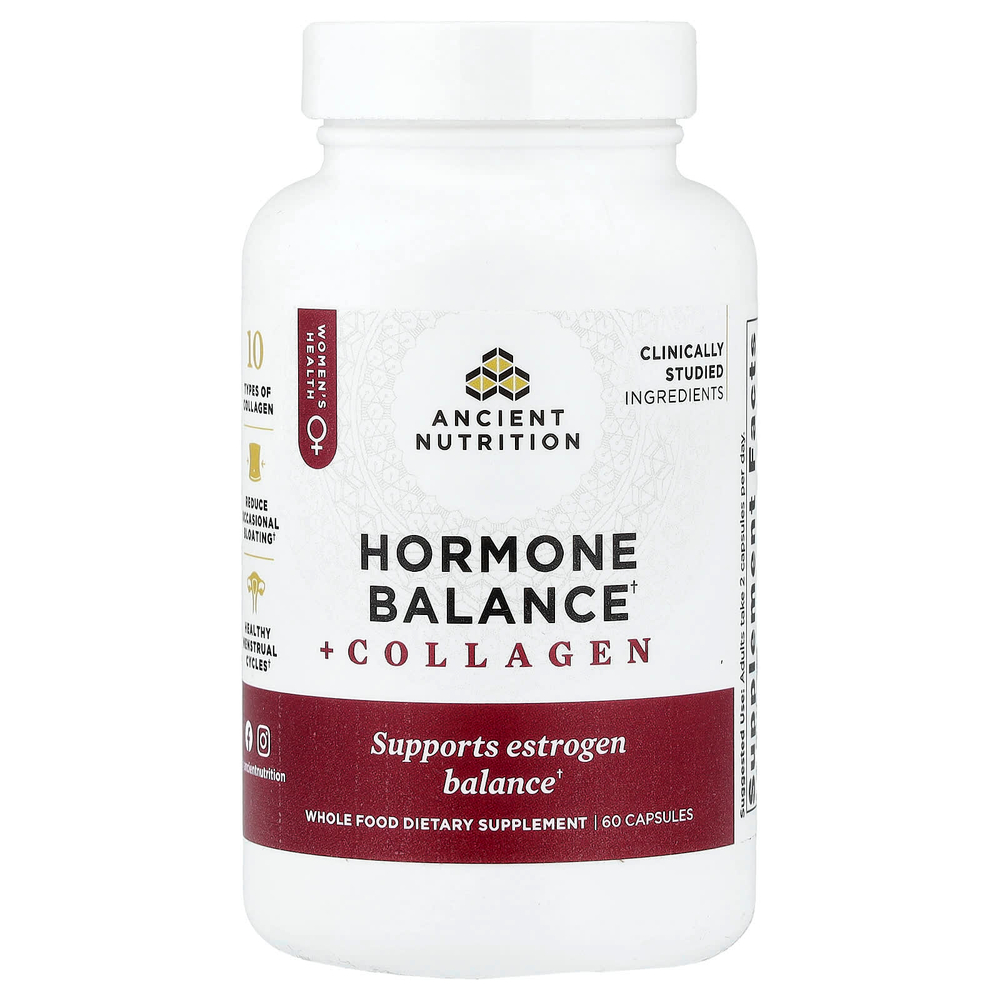 Ancient Nutrition, Hormone Balance, коллаген, 60 капсул