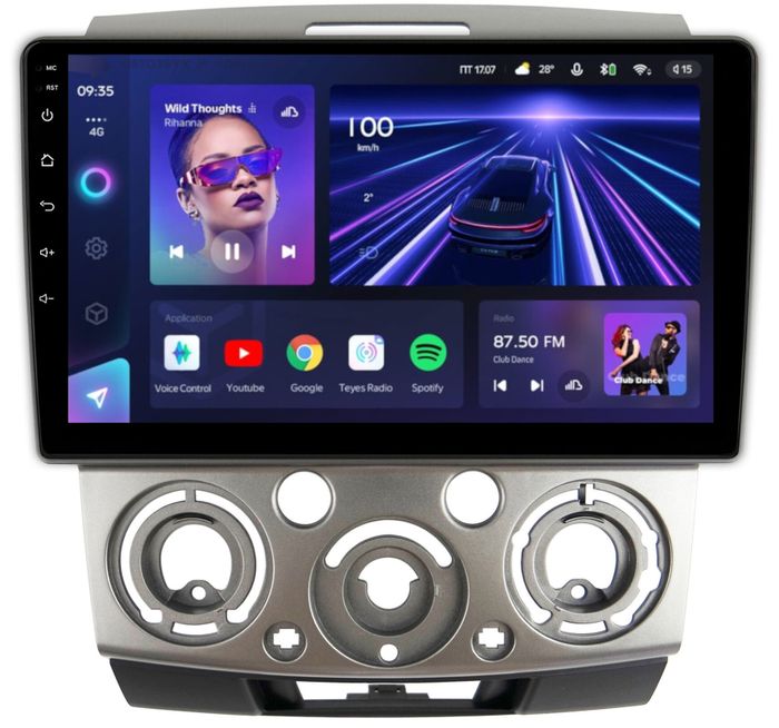 Магнитола для Ford Ranger 2, Mazda BT-50 2007-2011 (серебро) - Teyes CC3L на Android 10, CarPlay, 4G SIM-слот