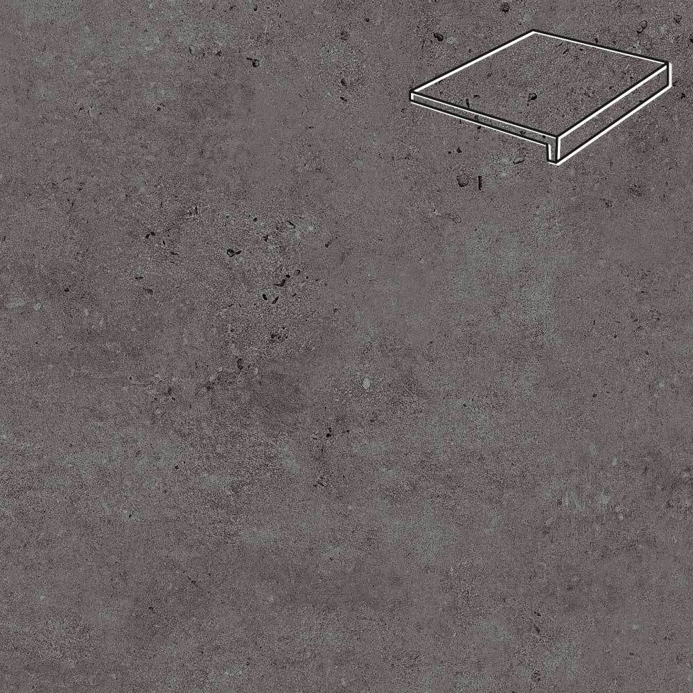 Stroeher - Gravel Blend 963 black 294х340х35х11 артикул 9430 - Клинкерная ступень прямоугольная рядовая Loftstufe