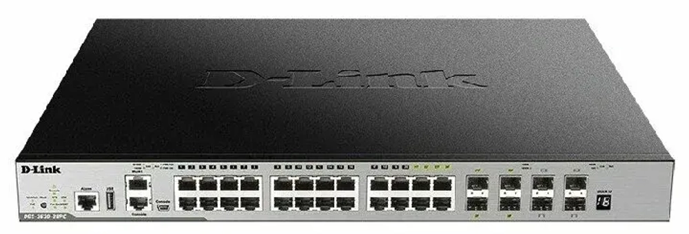 Сетевое оборудование D-Link DGS-3630-28TC A2ASI PROJ Управляемый L3 коммутатор, стек, 20x1000Base-T, 4x10GBase-X SFP+, 4xCombo 1000Base-T SFP, ПО SI