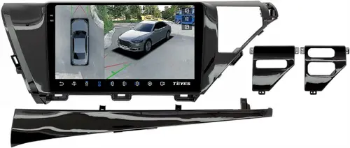 Магнитола для Toyota Camry 70 2017-2021 (без JBL) - Teyes CC3-2K-360 монитор 10.36" 2K QLED на Android 10, Быстрая, CarPlay, 4G SIM-слот, 4 камеры в комплекте