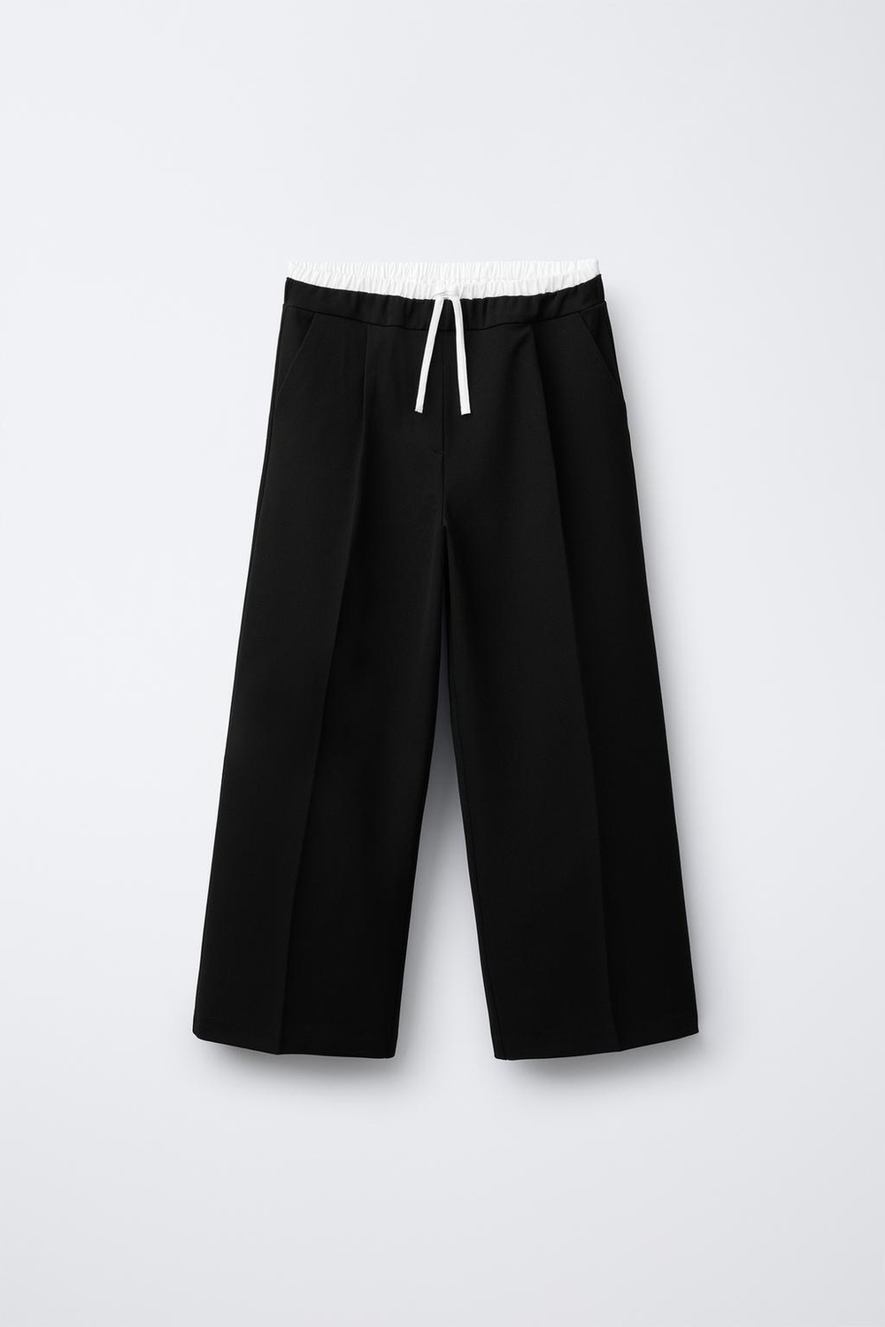 ZARA БРЮКИ С ДВОЙНЫМ ПОЯСОМ, ЧЕРНЫЙ