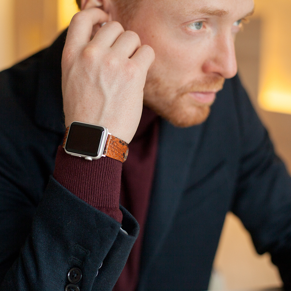Ремешок для Apple Watch 40/41mm Classic из кожи питона коричневого цвета