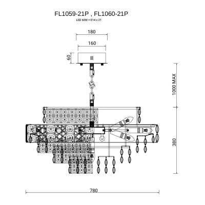 Люстра подвесная Majeste Gold FL1060-21P, E14х21