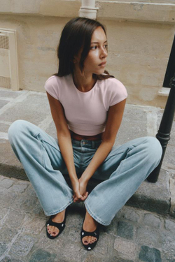 ZARA ДЖИНСЫ TRF WIDE-LEG С НИЗКОЙ ПОСАДКОЙ, ГОЛУБОЙ
