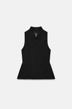 ZARA ОБЛЕГАЮЩИЙ ЖИЛЕТ С ОБЪЕМОМ, ЧЕРНЫЙ