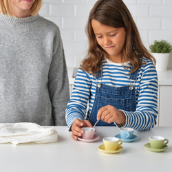 IKEA DUKTIG  (ИКЕА ДУКТИГ)  -  Игрушечный сервиз, 8 чашек/блюдец - разные цвета