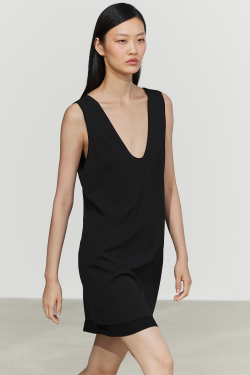 Massimo Dutti Мини-платье с двойным низом, черный