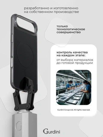 Чехол противоударный для iPhone 17 Air 6.6" Gurdini Clarity Case TPU Black