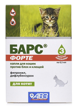 БАРС ФОРТЕ Капли от блох и клещей для котят (3 пипетки)