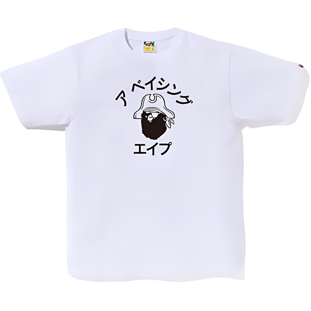 A Bathing Ape Katakana Pirate College Tee белый