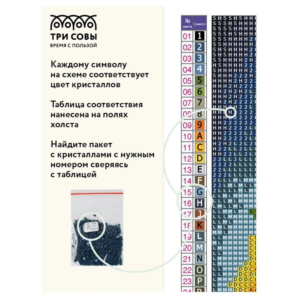 ТРИ СОВЫ Алмазная мозаика ТРИ СОВЫ "Лето", 40*50см, холст, картонная коробка с пластиковой ручкой