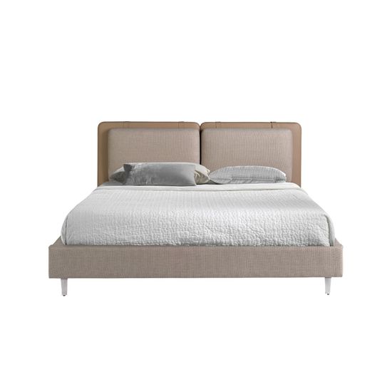 Кровать 7154/GC2220 Angel Cerda из экокожи цвета норки и серой ткани