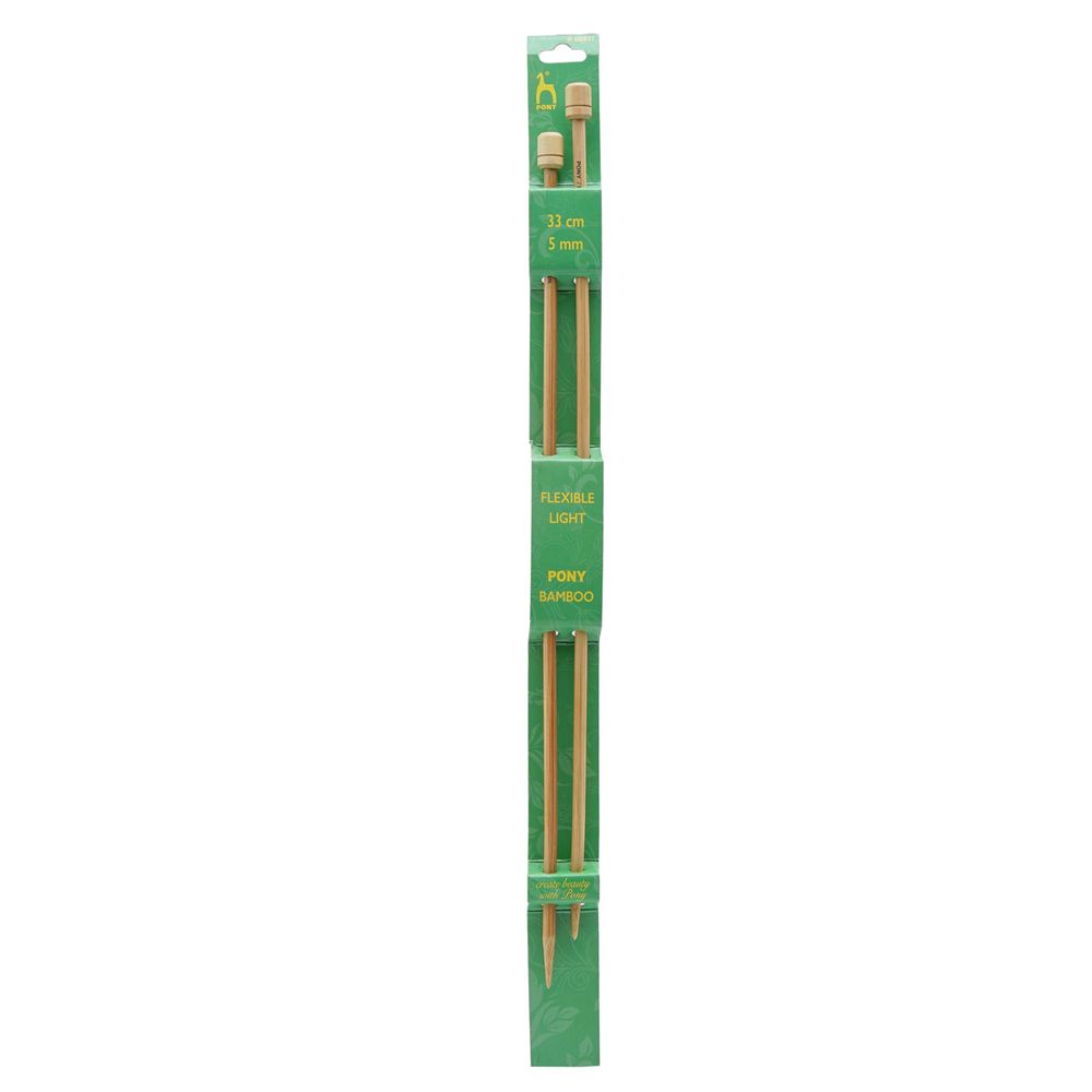 Спицы прямые Pony Bamboo ⌀5.0 мм, 33 см, бамбук, 2 шт, 66811