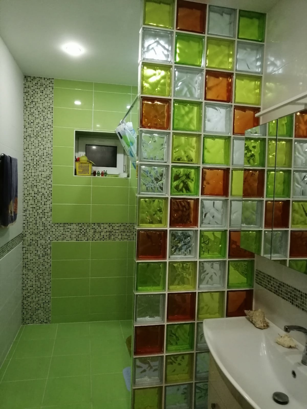 Стеклоблок желтый волна окрашенный изнутри Vitrablok 19x19x8