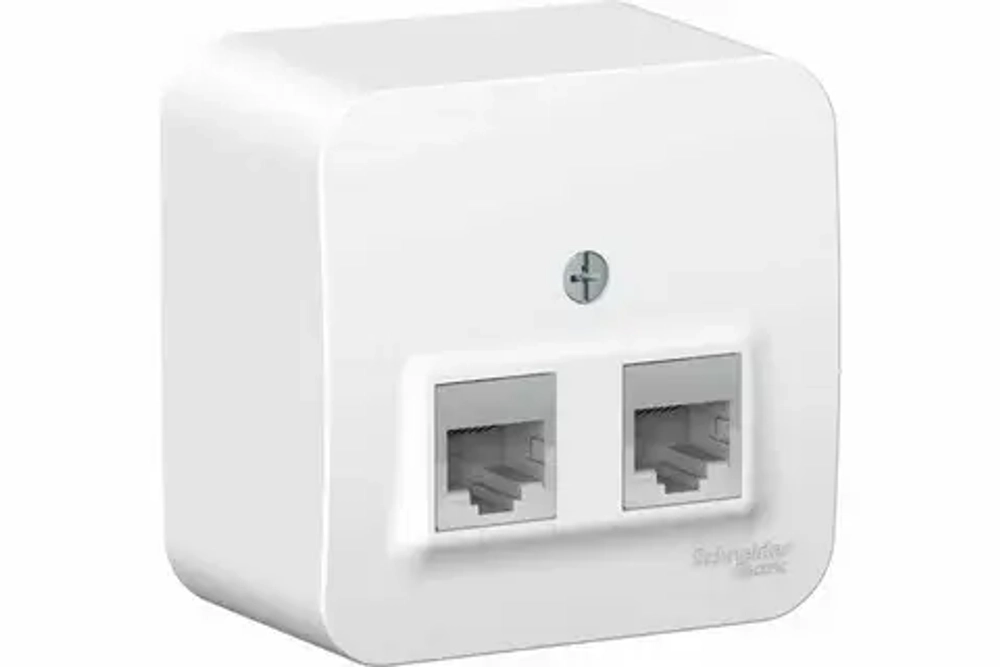 Розетка RJ45 2-ая компьютерная, кат.5E, изолир. пластина Blanca наруж Бел SE BLNIA045451