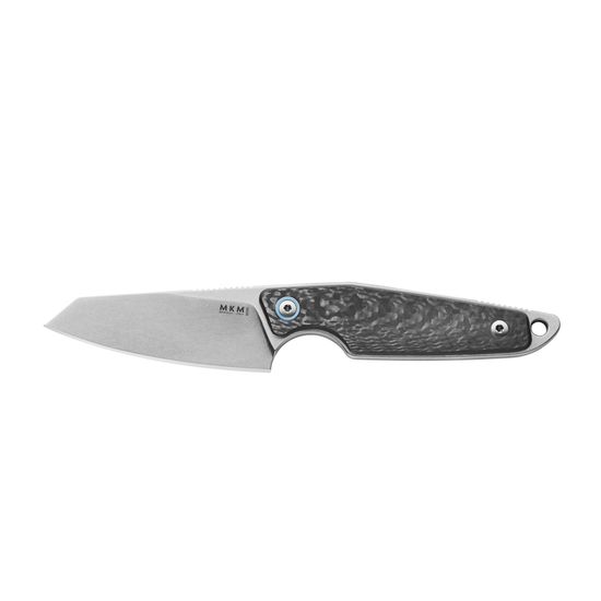 Нож фикс."MAKRO1", ст.Bohler M390,кл.StoneWash, рук.фиброкарбон,отверст.д/темл.,черн.кож.чехол на магните