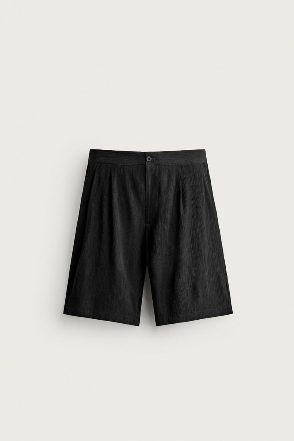 ZARA ШОРТЫ RELAXED FIT ИЗ РЕЛЬЕФНОЙ ТКАНИ, ЧЕРНЫЙ