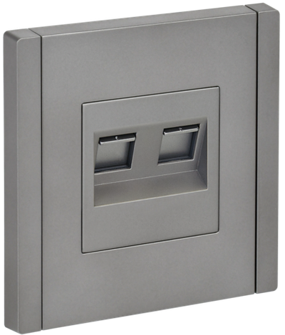 FORTE&PIANO Розетка двойная RJ11+RJ45 кат.5E FP535 сталь IEK