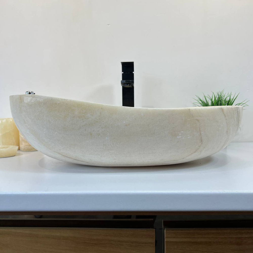Раковина из оникса Oval White EO-66892 60x37x18 из натурального камня
