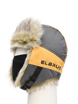 Шапка ушанка зимняя Elbrus ткань Hit Membrane цвет Серый/Банан