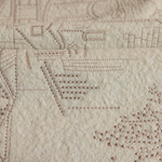 Шерстяная портьерная ткань «Architectural Sketch» — натуральная шерсть с вышитым рисунком-чертёжом для штор от пола до потолка
