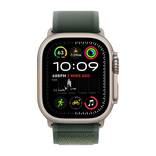 Умные часы Apple Watch Ultra 2 (2024) GPS + Cellular, 49mm, Natural Titanium Case with Green Trail Loop S/M, (Зеленый)
