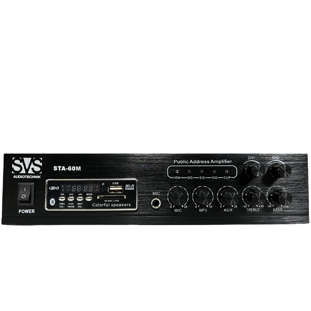 SVS Audiotechnik STA-60M Микшер-усилитель, питание 100 В (4, 8, 16 Ом), усилитель мощности 60 Вт, ча