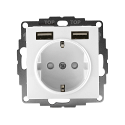ATLASDESIGN РОЗЕТКА 16А c 2 USB A+A, 5В/2,4А, 2х5В/1,2А, механизм, БЕЛЫЙ