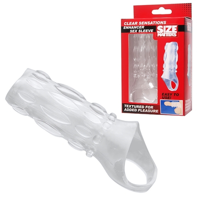 Насадка на пенис с кольцом для мошонки Clear Sensations Enhancer Sex Sleeve - 11,5 см. (Цвет: прозрачный)