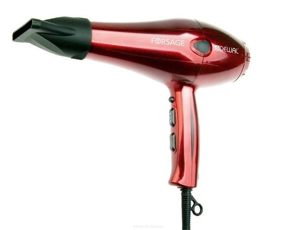Dewal Фен FORSAGE 2100-2200W, 03-106 (ионизация, 2 насадки /красный) 1 шт