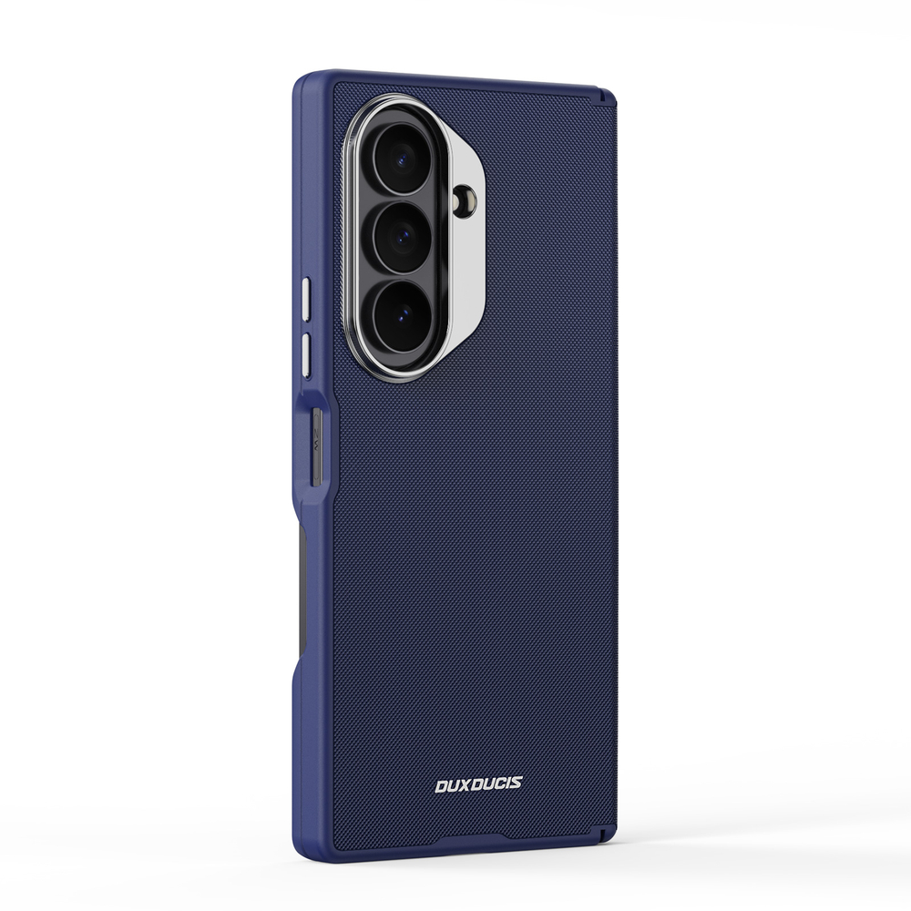 Чехол с вставками синего цвета из искусственной кожи для Samsung Galaxy Z Fold 8 Ultra, серия Vyne Series Case от Dux Ducis