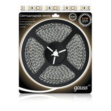 Лента Gauss LED 2835/120-SMD 9.6W 12V DC тёплый белый IP66 (блистер 5м)  311000110