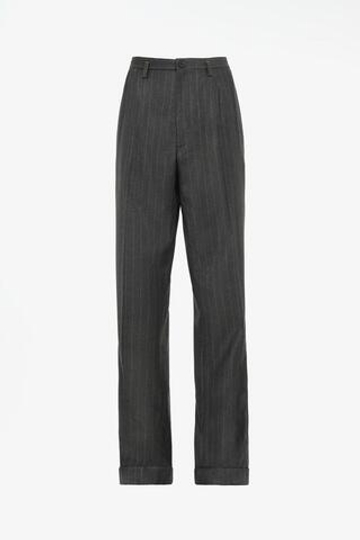 ZARA X JOHN GALLIANO БРЮКИ В ПОЛОСКУ ИЗ 100% ШЕРСТИ — LIMITED EDITION, ТЕМНО-ЗЕЛЕНЫЙ